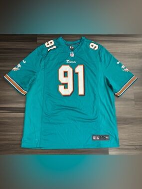 Nike Cameron Wake #91 Miami Dolphins NFL On Field Game Home Aqua Jersey Men 2XL